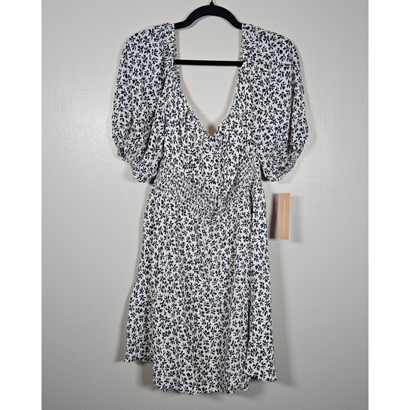 Reformation Jo Dress Bombay Blue Floral Smocked Mini Dress Size 14 NWT Reformation Jo Dress Bombay Blue Floral Smocked Mini Dress Size 14 NWT